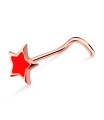 Red Star Silver Curved Nose Stud NSKB-793